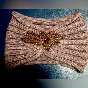 Knit Headband with Stunning Beaded Accent